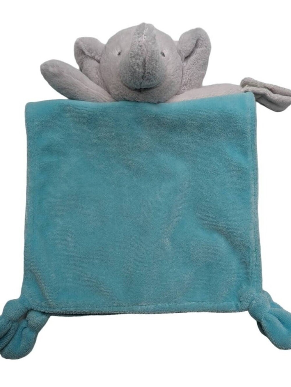 Carters Blue Grey Elephant Satin Security Blanket Baby Lovey Plush
